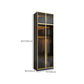 Modern Tempered Glass Doors Wardrobe Wood Frame Wardrobe without Light