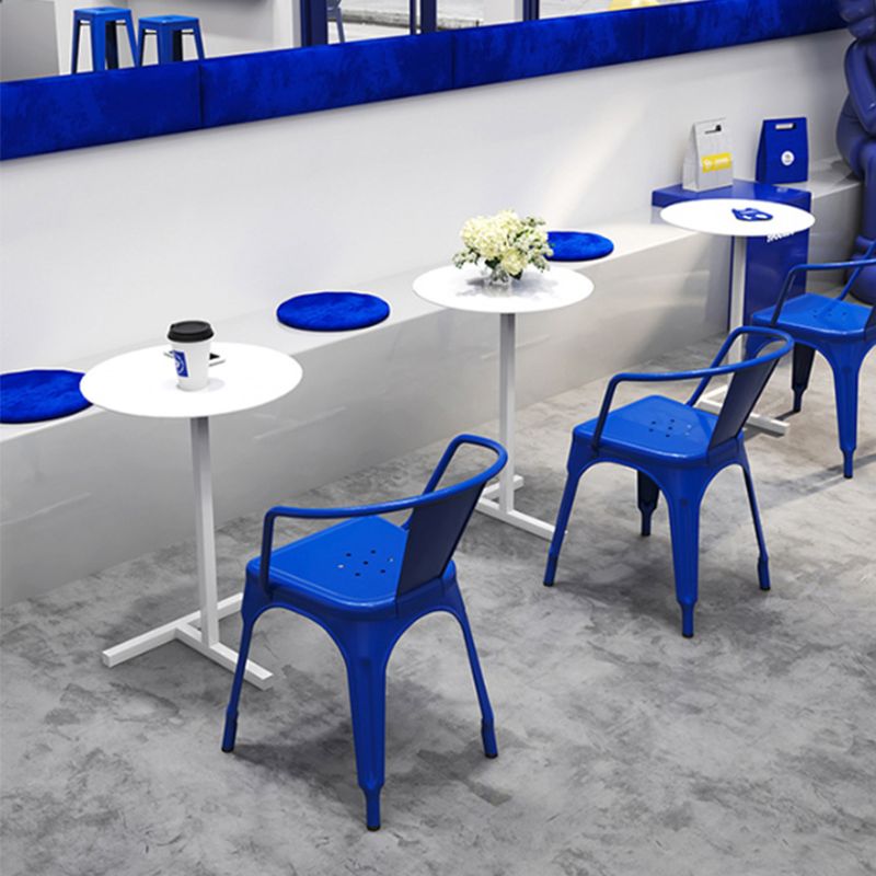 Mid-Century Round Metal End Table Dia 15.75" Pedestal Side Table