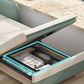 33"H Glam Futon Sofa Bed Futon White Cushion Back Sleeper Sofa with Storage