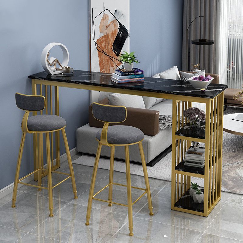 Rectangle Bar Table Contemporary Bar Dining Table with Sled Base in Gold Clearhalo 'Bar Furniture' 'Bar Tables' 'bar_tables' 'Furniture' 'furniture_bar_tables' 'Kitchen & Dining Furniture' 1200x1200_f53b5347-613b-4fab-bf1f-02b826be6daf