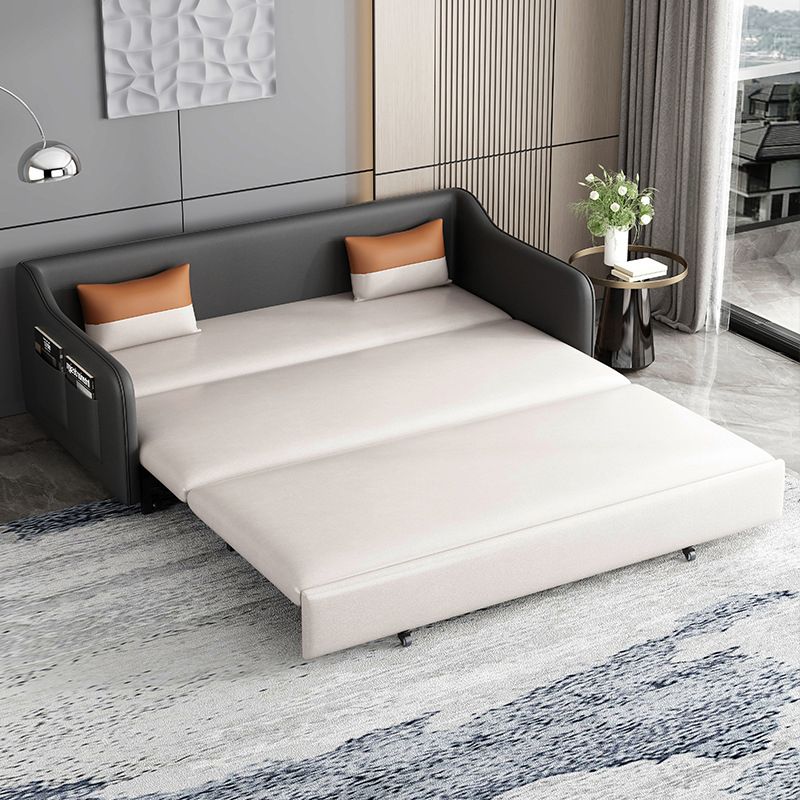 Faux leather Sleeper Sofa 32.28" Wide White Sofa Bed with Cushion Back Clearhalo 'furn' 'furn_futons' 'Furniture' 'Futons & Daybeds' 'Futons' 'Living Room Furniture' 1200x1200_f53bf718-5e76-4f47-8169-24aca8ba8554