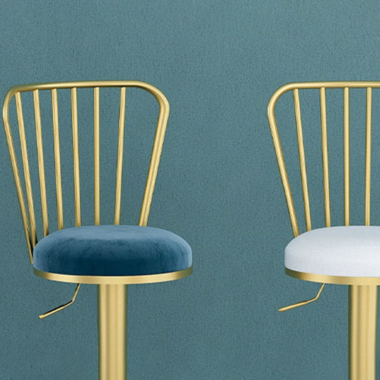 Glam Liftable Backrest Counter Stool Iron Household Bar Stool with Cushion Clearhalo 'Bar Furniture' 'Bar Stools' 'bar_stools' 'furn' 'furn_bar_stools' 'furniture_bar_stools' 'Kitchen & Dining Furniture' 'kitchen&dining_furn' 'kitchen' 'kitchen_furn' Furniture' 1200x1200_f53d7fc8-f882-44d8-a4e4-0f052e9d23d7