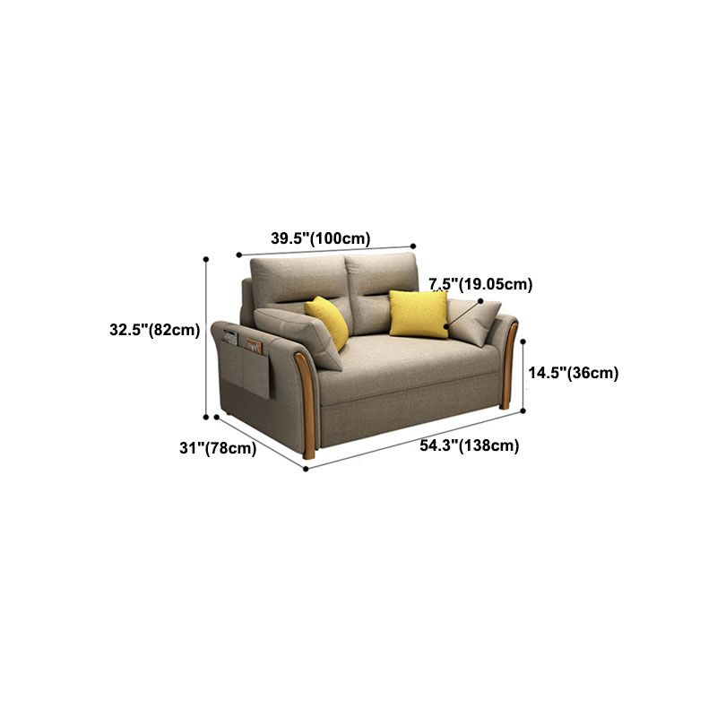 Convertible Contemporary Flared Arm Linen Sofa Bed with Storage in Brone Clearhalo 'furn' 'furn_sofas' 'Furniture' 'Living Room Furniture' 'Sofa' 'sofas' 1200x1200_f53df612-258f-4a0d-96d6-1e0e13dadd85