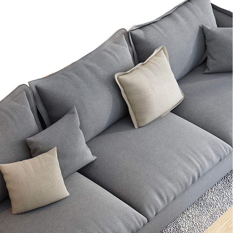 Light-grey Contemporary Sectional Stain-Resistant Living Room Solid Wood Sofa