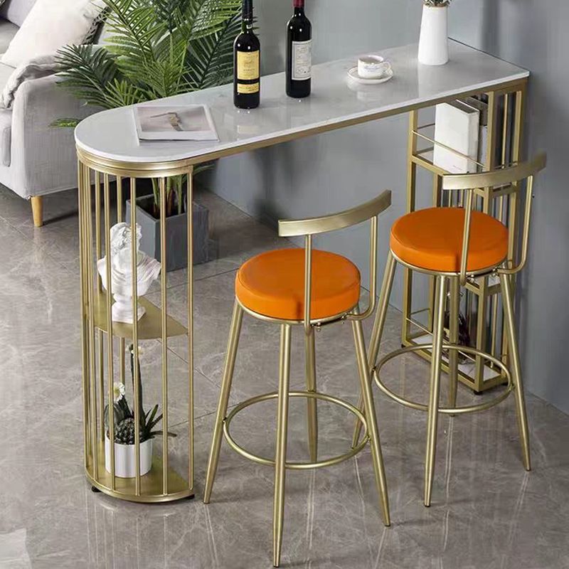 Living Room Counter-height Pub Table Gold Storage Metal Bar Dining Table Clearhalo 'Bar Furniture' 'Bar Tables' 'bar_tables' 'furn' 'furn_bar_tables' 'Furniture' 'furniture_bar_tables' 'Kitchen & Dining Furniture' 1200x1200_f5401c9b-53b4-49f9-b99b-112346271bdb