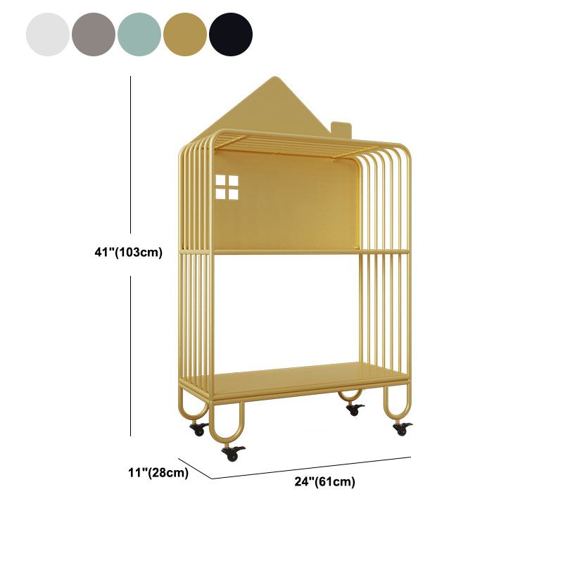Modern Metal Bookshelf Standard Open Shelf Bookcase in Burnish