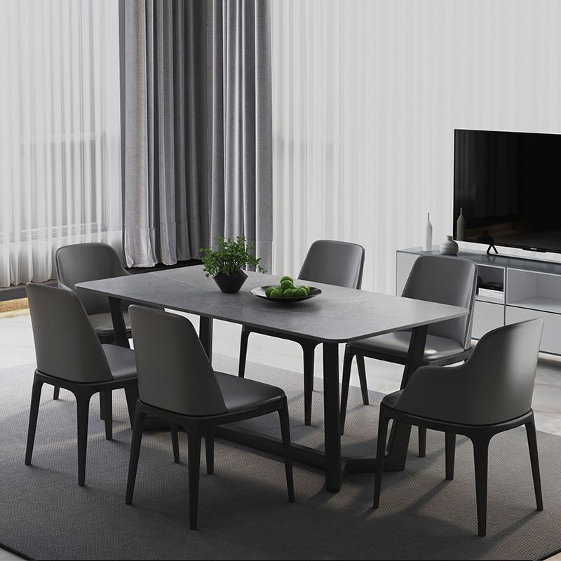 Industrial Dining Rectangle Table Sintered Stone Table with Metal Legs for Kitchen