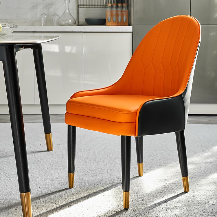 Scandinavian Design Leather Dining Side Chair Solid Back Arm Side Chairs Clearhalo ' kitchen&dining_furn' 'Dining Chairs' 'Dining Tables & Seating' 'dining_chair' 'furn' 'furn_dining_chair' 'Furniture' 'furniture_dining_chair' 'Kitchen & Dining Furniture' 'kitchen' 1200x1200_f5436ce8-0078-47c6-8940-46c87434736b