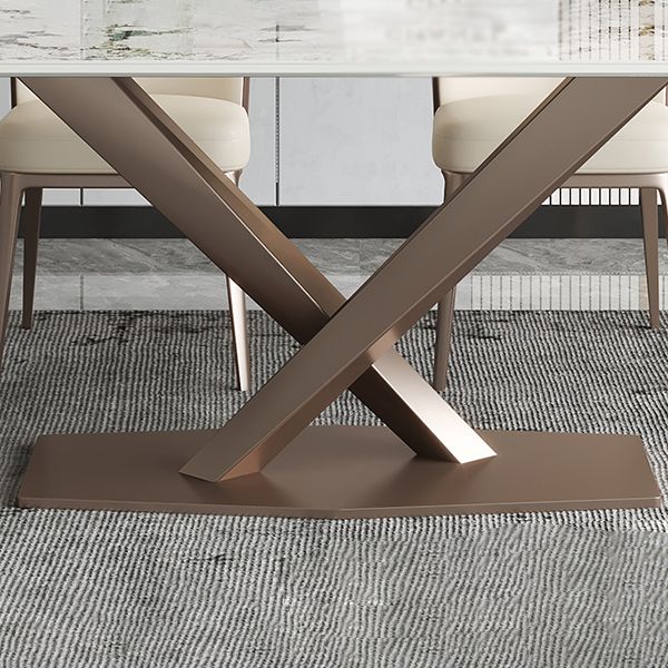 Metal Contemporary Rectangular Dining Table Sintered Stone Table for Dining Room and Kitchen Clearhalo ' dining_table' 'Dining Tables & Seating' 'Dining Tables' 'furn' 'furn_dining_table' 'Furniture' 'furniture_dining_table' 'Kitchen & Dining Furniture' 'kitchen&dining_furn' 'kitchen' 'kitchen_dining_table' 1200x1200_f545c3ea-aa0e-464a-9d6d-0843005ba44d