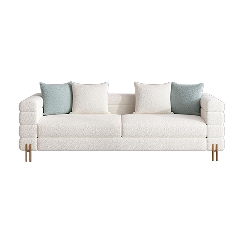 Modern Style Sofa with Pillows Wool/Faux Leather Tuxedo Arm Seating