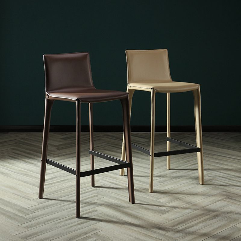 Coffee Shop Leather Bar Stool Rectangular Footrest Low Back Counter Height Stool, 1 Piece Clearhalo 'Bar Furniture' 'Bar Stools' 'bar_stools' 'furn' 'furn_bar_stools' 'furniture_bar_stools' 'Kitchen & Dining Furniture' 'kitchen&dining_furn' 'kitchen' 'kitchen_furn' Furniture' 1200x1200_f549e99a-8aa6-4ea2-a1b4-fa5a80238148