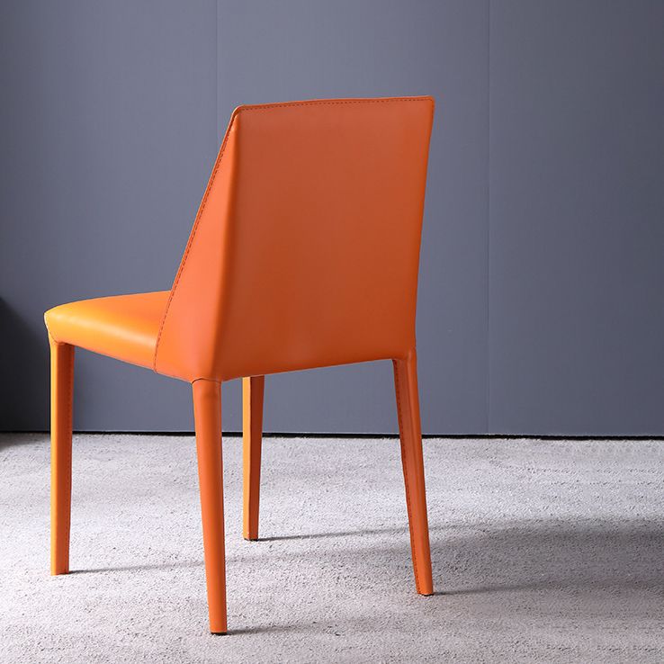 Sillas de comedor sin brazo de cuero sintética silla lateral de comedor moderno
