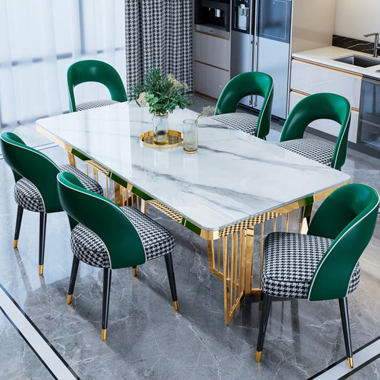 Traditional Luxury Dining Table Black Marble Rectangle Dining Table for Home