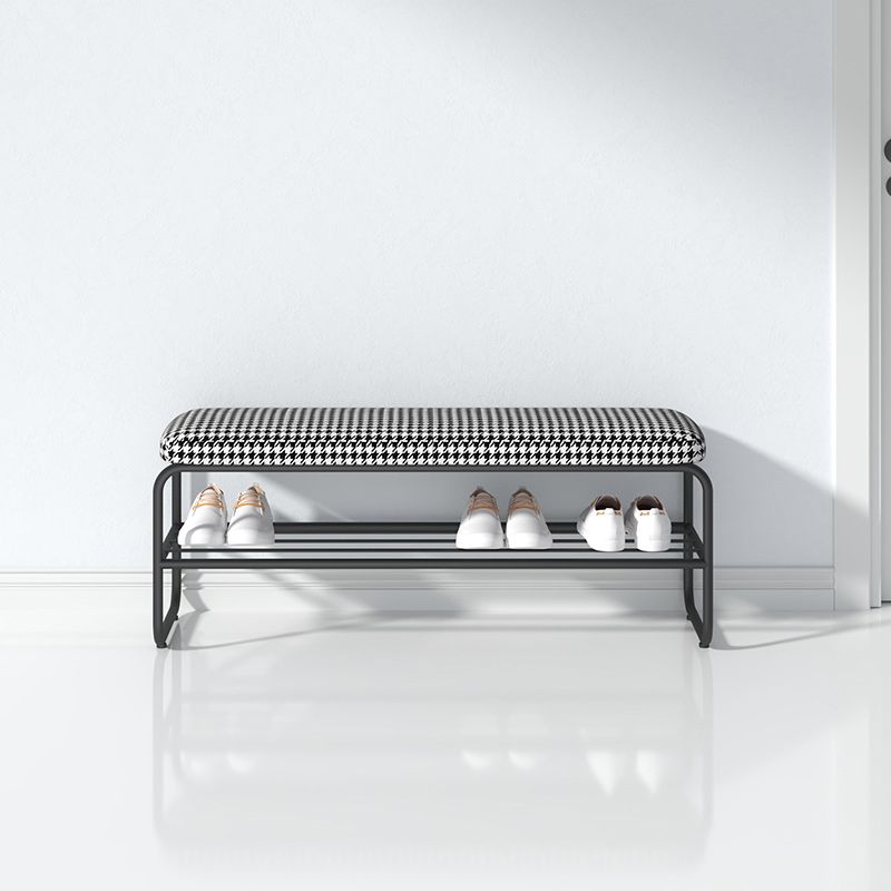 Glam Metal Seating Bench 17.7" H Cushioned Entryway Bench with Legs Clearhalo 'Benches' 'Chairs & Seating' 'furn' 'furn_benches' 'Furniture' 'Living Room Furniture' 1200x1200_f54cc0c2-ba84-4bbb-9985-b858643b4e24