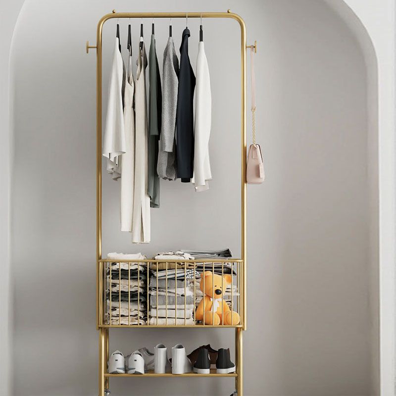 Gorgeous Plain Coat Rack Castors Metal Coat Rack with Storage Shelving Clearhalo 'Entry & Mudroom Furniture' 'furn' 'furn_hall_tree_coat_racks' 'Furniture' 'Hall Trees & Coat Racks' 'hall_tree_coat_racks' 1200x1200_f54ce28c-b6d0-46e7-a093-8ea43fead22b