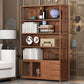 Modern Bamboo Bookshelf Brown Closed Back Shelf Bookcase With Cabinets