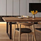 Modern Wood Top Dining Table Rectangle Solid Wood Table with Sled Base