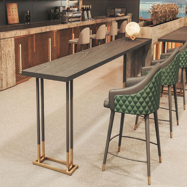 Rectangle Solid Wood Top Bistro Table Glam Pub Table with Metal Base Clearhalo 'Bar Furniture' 'Bar Tables' 'bar_tables' 'furn' 'furn_bar_tables' 'Furniture' 'Kitchen & Dining Furniture' 1200x1200_f54dcf75-9909-4019-850d-b5f807411e8c
