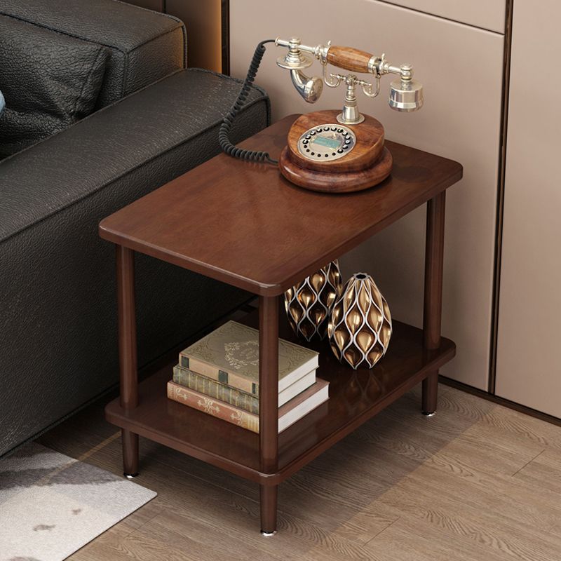 Modernes massives Holzendrutsche 4 Beine mit Regal Doppelstufe Beistelltisch