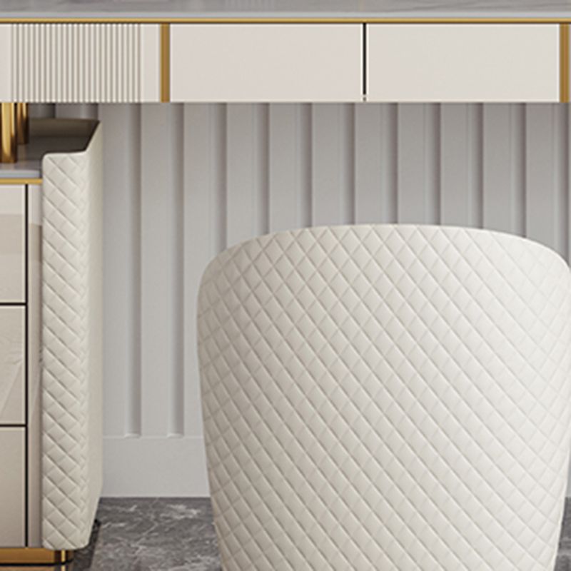 5-Drawer Vanity Makeup Table Set Metal Dressing Table with Padded Stool Clearhalo 'Bedroom Furniture' 'furn' 'furn_makeup_vanities' 'Furniture' 'Makeup Vanities' 'makeup_vanities' 1200x1200_f550045e-e7ae-488c-8378-da4fe1597dcc