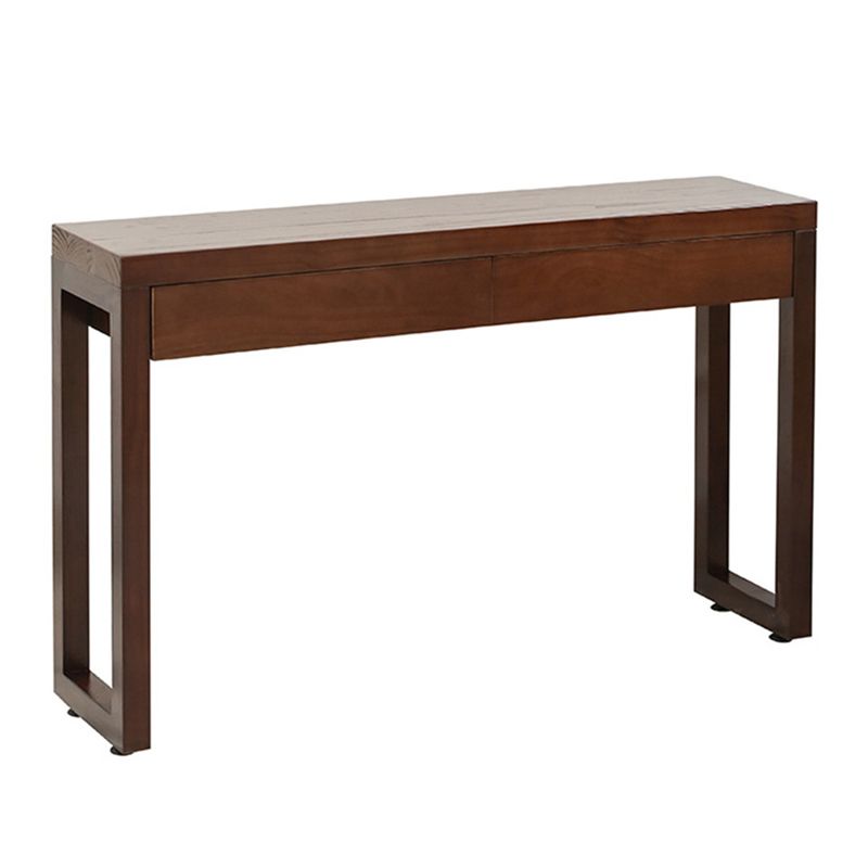 Tavolo di divano console con 2 cassetti nel tavolo console in legno marrone scuro