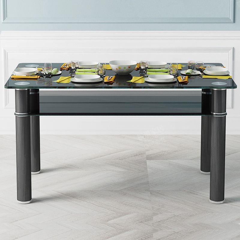 Metal Modern Rectangle Indoor Table Glass Table for Kitchen and Dining Room Clearhalo ' dining_table' 'Dining Tables & Seating' 'Dining Tables' 'furn' 'furn_dining_table' 'Furniture' 'furniture_dining_table' 'Kitchen & Dining Furniture' 'kitchen&dining_furn' 'kitchen' 'kitchen_dining_table' 1200x1200_f551dd4f-38ef-4978-9b80-012ab56287ed
