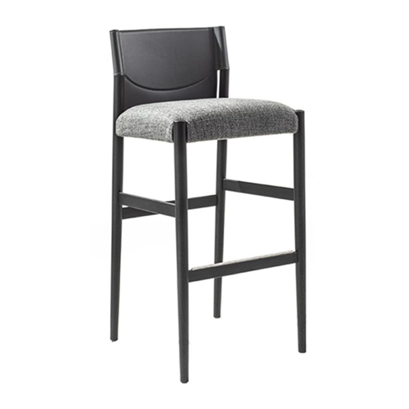 Taburete de bar contemporáneo sin brazos de 35,4 pulgadas con base de madera maciza
