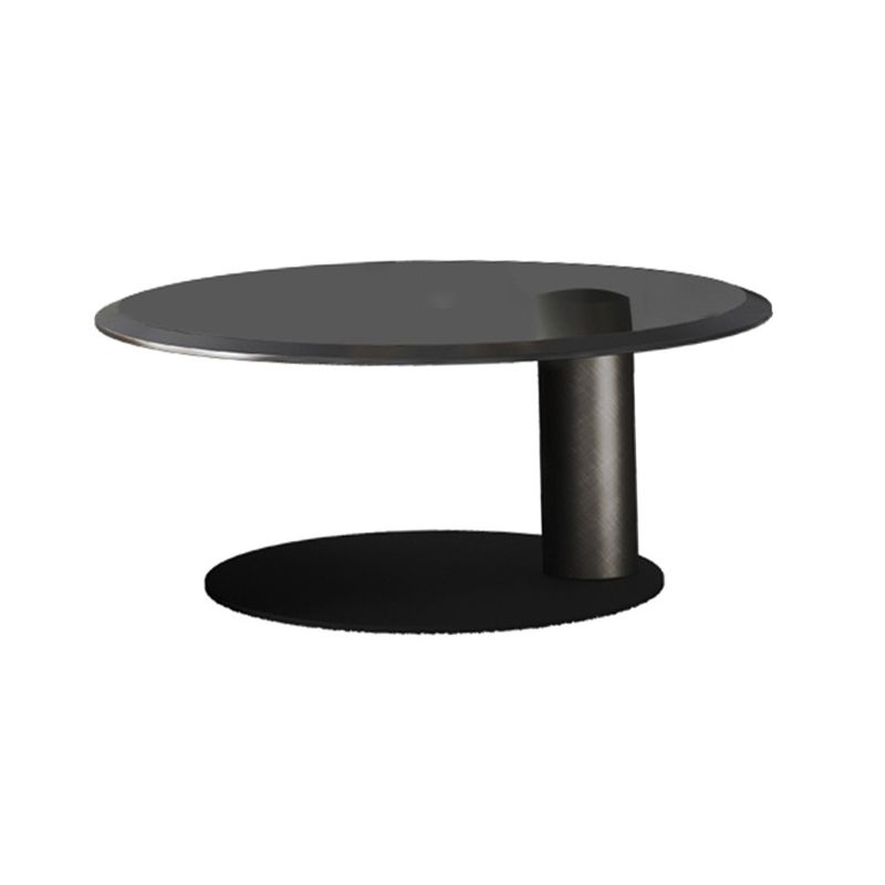 ミッドセンチュリーモダンラウンドウッド/ガラスコーヒーテーブルメタルベースアクセントテーブル