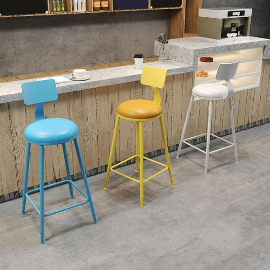 Tabouret de bar à comptoir de siège rond contemporain PU Cuir Pu avec jambes en métal