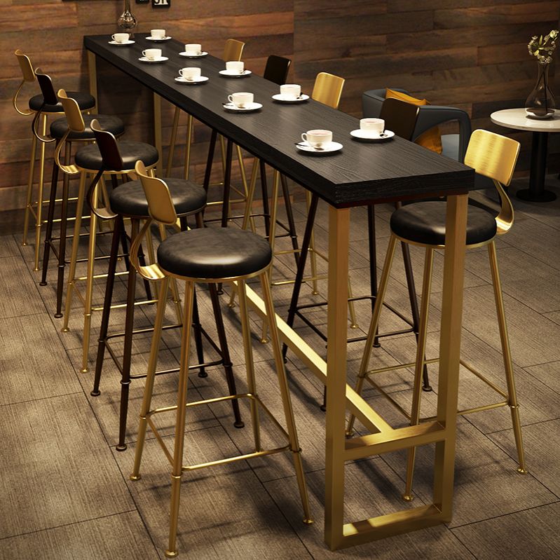 Black Glam Style Bar Table in Metal and Wood Milk Tea Shop Bar Table Clearhalo 'Bar Furniture' 'Bar Tables' 'bar_tables' 'furn' 'furn_bar_tables' 'Furniture' 'furniture_bar_tables' 'Kitchen & Dining Furniture' 1200x1200_f5538046-61c1-4fcd-a9b0-68b8c8d5ffc4