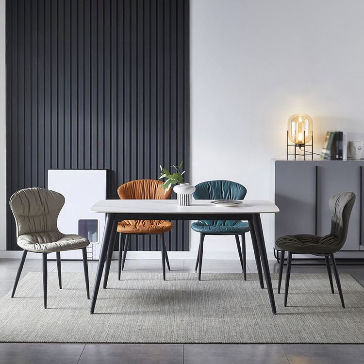Contemporary Indoor Side Chair Leather Armless Dining Chairs with Black Legs Clearhalo ' kitchen&dining_furn' 'Dining Chairs' 'Dining Tables & Seating' 'dining_chair' 'Furniture' 'furniture_dining_chair' 'Kitchen & Dining Furniture' 'kitchen' 1200x1200_f554406f-f55e-46d2-a300-4e641027a549