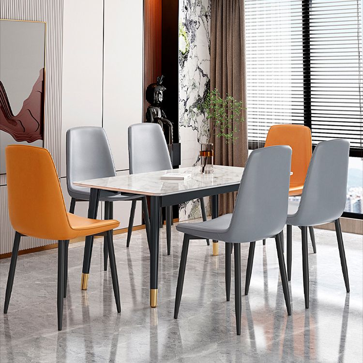 Home Scandinavian Side Chair Solid Back Metal Dining Room Chair with Black Legs Clearhalo ' kitchen&dining_furn' 'Dining Chairs' 'Dining Tables & Seating' 'dining_chair' 'furn' 'furn_dining_chair' 'Furniture' 'furniture_dining_chair' 'Kitchen & Dining Furniture' 'kitchen' 1200x1200_f5553eba-5ef5-4cc6-8c09-372a840f545d