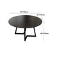 Black Double Pedestal Table Modern Round Stone and Metal Dining Room Table