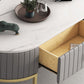 Supporto TV per TV Glam Marble da 16 pollici, console porta TV chiusa con cassetti