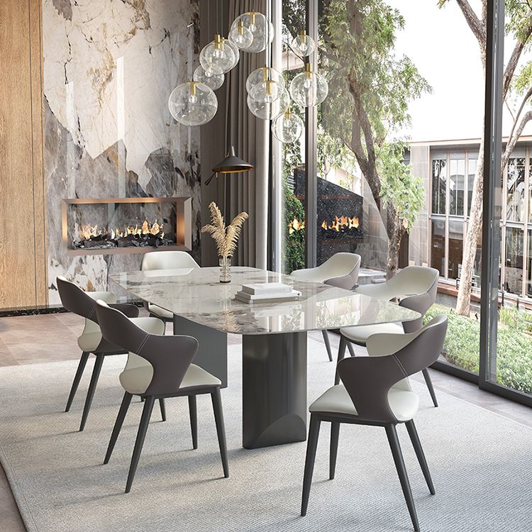 Rectangle Contemporary Dining Room Table White Sintered Stone Table with Black Metal Base Clearhalo ' dining_table' 'Dining Tables & Seating' 'Dining Tables' 'furn' 'furn_dining_table' 'Furniture' 'furniture_dining_table' 'Kitchen & Dining Furniture' 'kitchen&dining_furn' 'kitchen' 'kitchen_dining_table' 1200x1200_f5585ad3-f49d-40ff-a5bc-a884b0bb8bdf