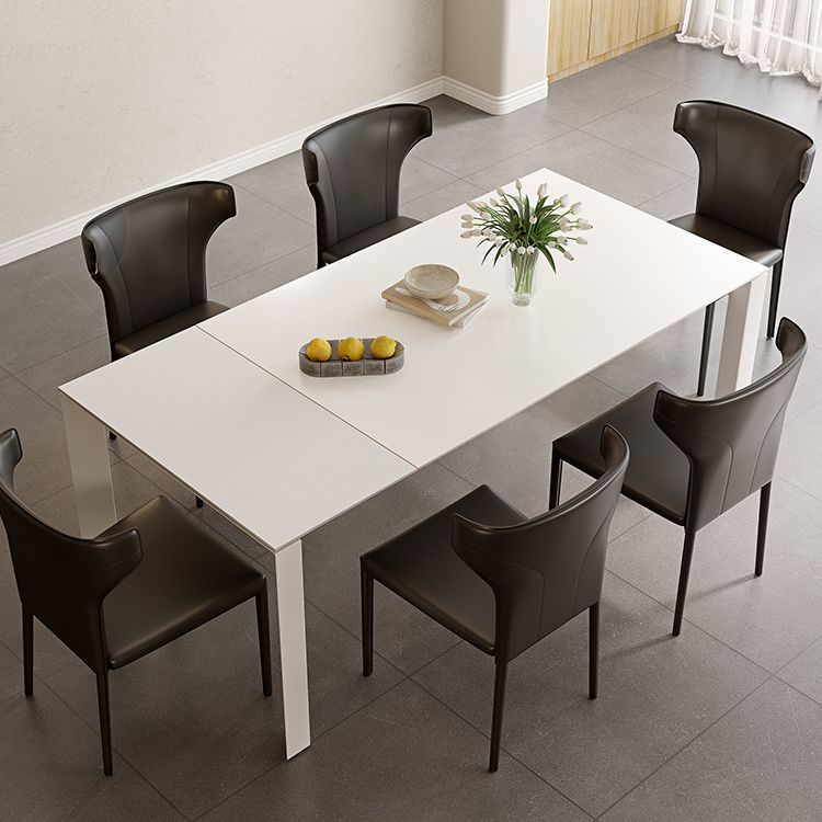 Modern Style 1/3/4/5/7 Pieces Dining Table Rectangle Stone Extendable Furniture in White Clearhalo 'Dining Room Sets' 'Dining Tables & Seating' 'dining_room_set' 'furn' 'furn_dining_room_set' 'Furniture' 'Kitchen & Dining Furniture' 1200x1200_f55d3c1e-c260-4191-b42b-62eec9a69f77