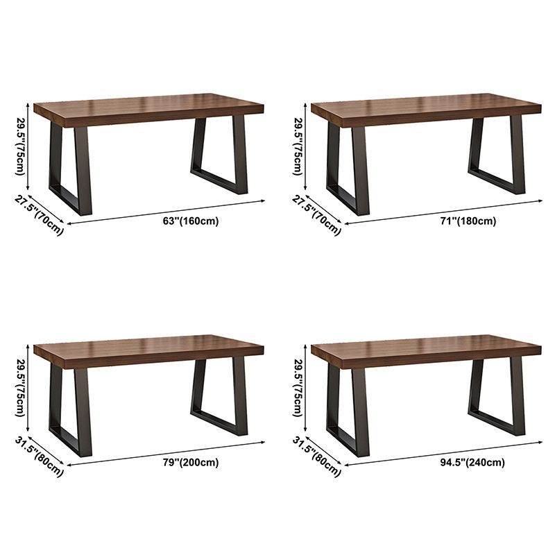 Simple Solid Wood Kitchen Dining Table Brown Rectangle Shape Dining Table with Double Pedestal Base Clearhalo ' dining_table' 'Dining Tables & Seating' 'Dining Tables' 'furn' 'furn_dining_table' 'Furniture' 'furniture_dining_table' 'Kitchen & Dining Furniture' 'kitchen&dining_furn' 'kitchen' 'kitchen_dining_table' 1200x1200_f55d4db6-5c06-45bc-b0ce-d0d013d66f9c