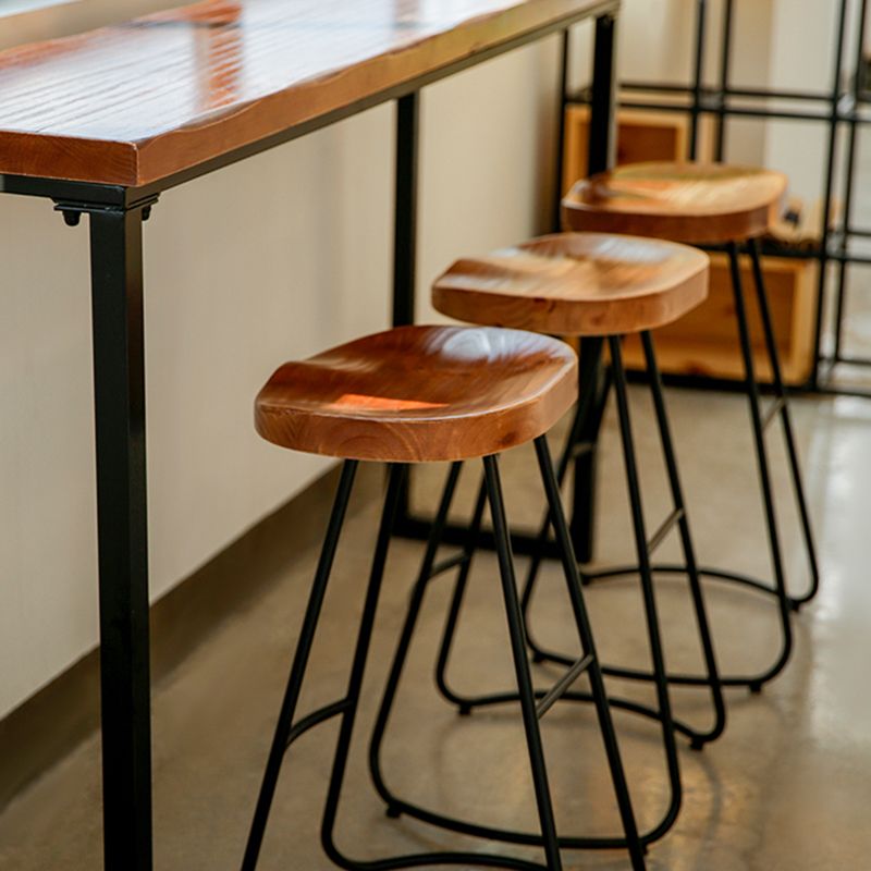 Mesa de altura de barra industrial, mesa Bistro con tapa de madera maciza para uso en patio