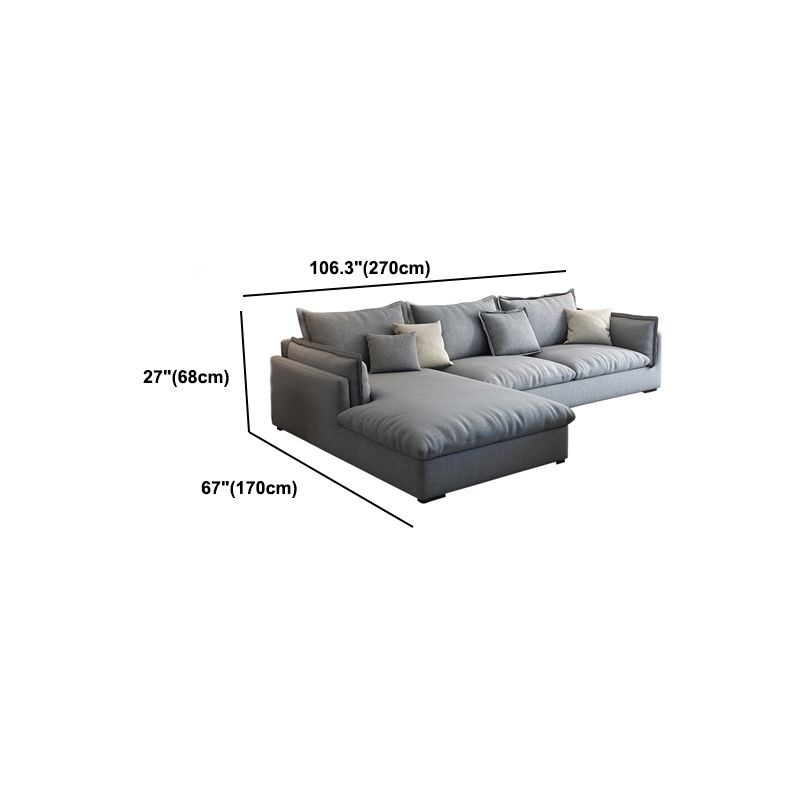 Nordic Loose Back Linen Sofa & Chaise Square Arm Cushions Sofa