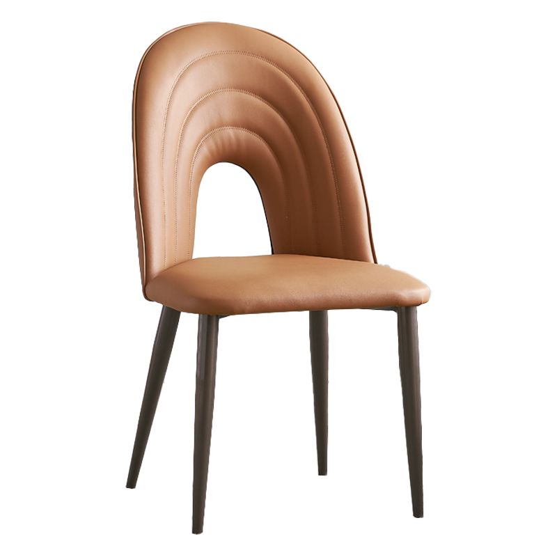 Contemporary Armless Dining Chairs Faux Leather Open Back Dining Side Chair