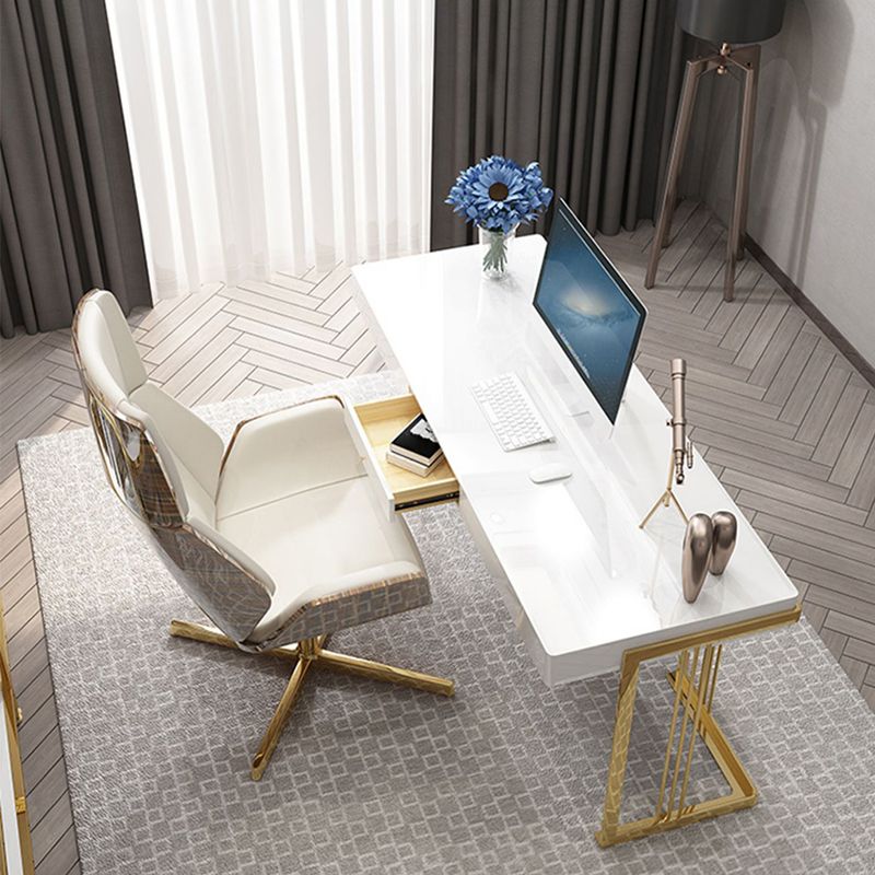 Escritorio de oficina rectángulo de madera Glam 29.53 "escritorio de escritura de alto con 1 cajón