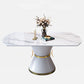 Metal Pedestal Dining Table Extendable Table for Kitchen Dining Room Clearhalo 'Dining Tables & Seating' 'Dining Tables' 'dining_table' 'furn' 'furn_dining_table' 'Furniture' 'Kitchen & Dining Furniture' 1200x1200_f56312a0-af01-48b7-92df-619067df827e