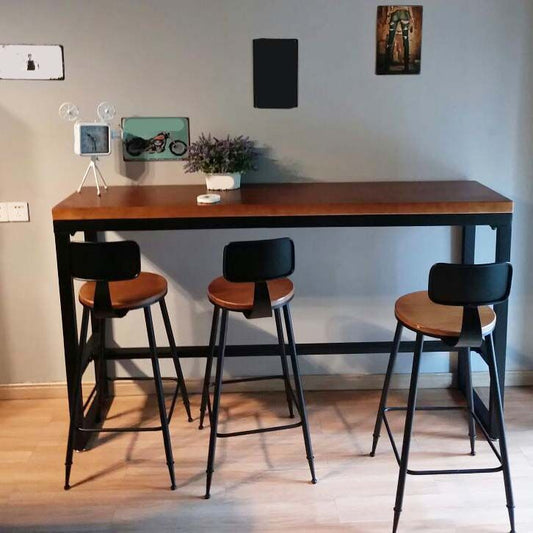 Industrial Style Bar Stools Armless Barstool with Black Metal Legs