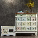 Mid-Century Modern Cabinet Ring Pulls Wood Side Cabinet with Drawer