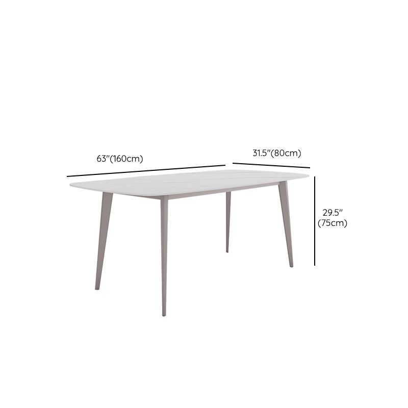 Glam Style Furniture Rectangle Stone Dining Room Table in White
