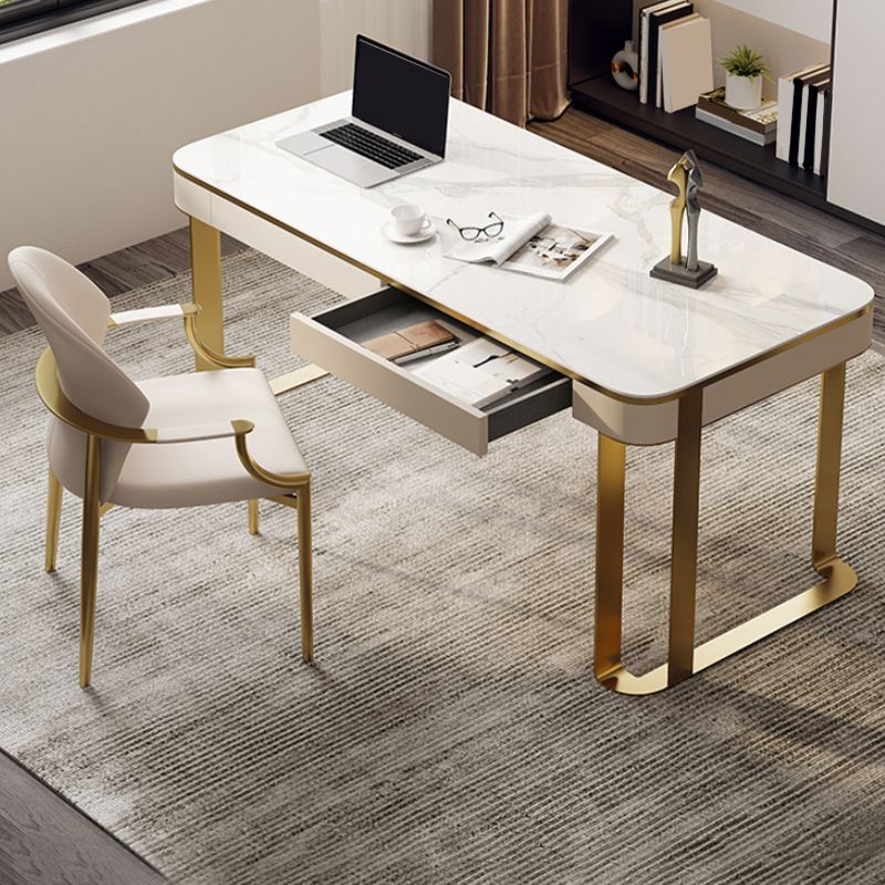 Modern Stone Curved Office Desk 29.53" Tall 2 Drawers Writing Desk Clearhalo 'furn' 'furn_office_desk' 'Furniture' 'Office Desks' 'Office Furniture' 'office_desk' 1200x1200_f5647e07-f52e-45c8-8a57-bc4b991b548f