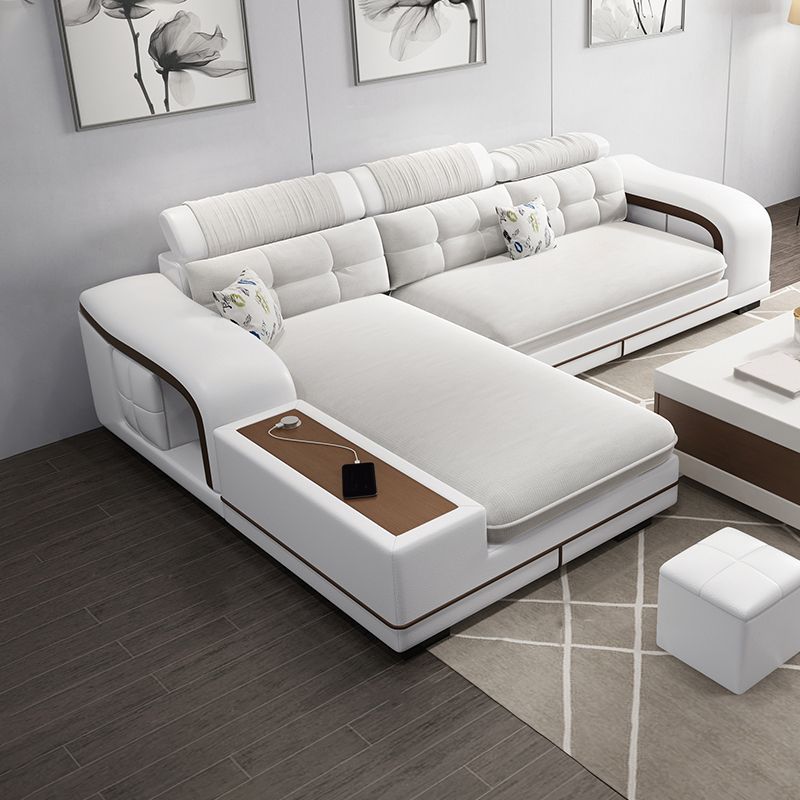 Velvet and Faux Leather Sloped Arms Modular Sectionals Sofa for Living Room Clearhalo 'furn' 'furn_sectionals' 'Furniture' 'Living Room Furniture' 'Sectionals' 1200x1200_f56795c8-75f2-46e8-b435-f7e7ae74bbff