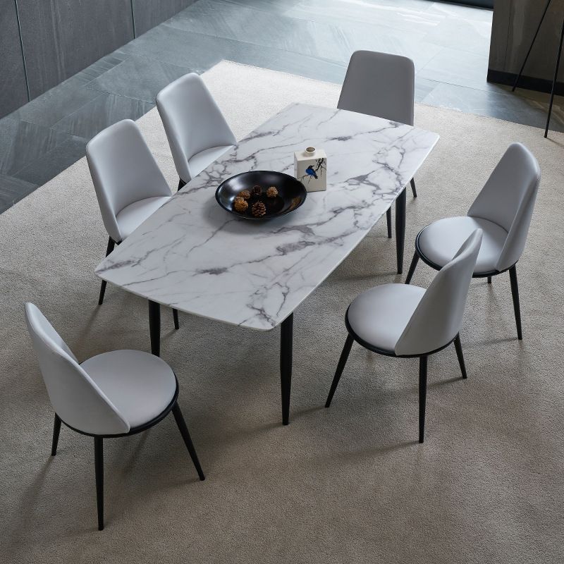 White Top Table with 4 Metal Legs Industrial Rectangle Dining Table Clearhalo 'Dining Tables & Seating' 'Dining Tables' 'dining_table' 'furn' 'furn_dining_table' 'Furniture' 'Kitchen & Dining Furniture' 1200x1200_f567f7ce-5f04-4c97-b75b-0693c0c89d00