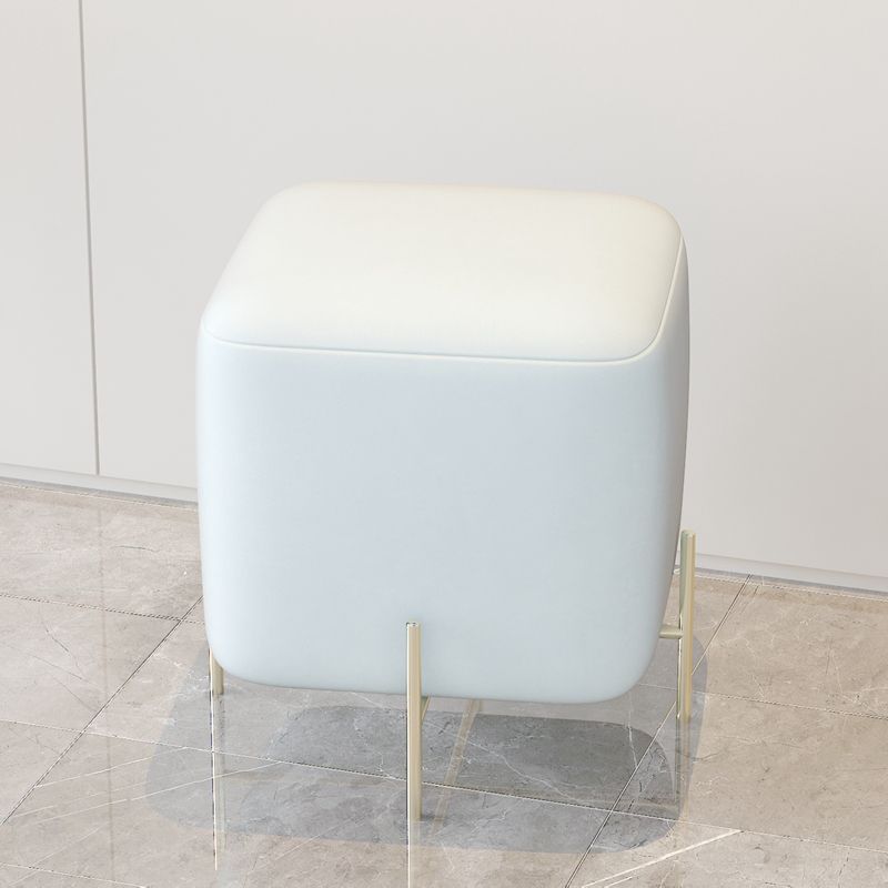 Glam Square Target Pouf Plain Velvet Metal Frame Water Resistant Couch Ottoman