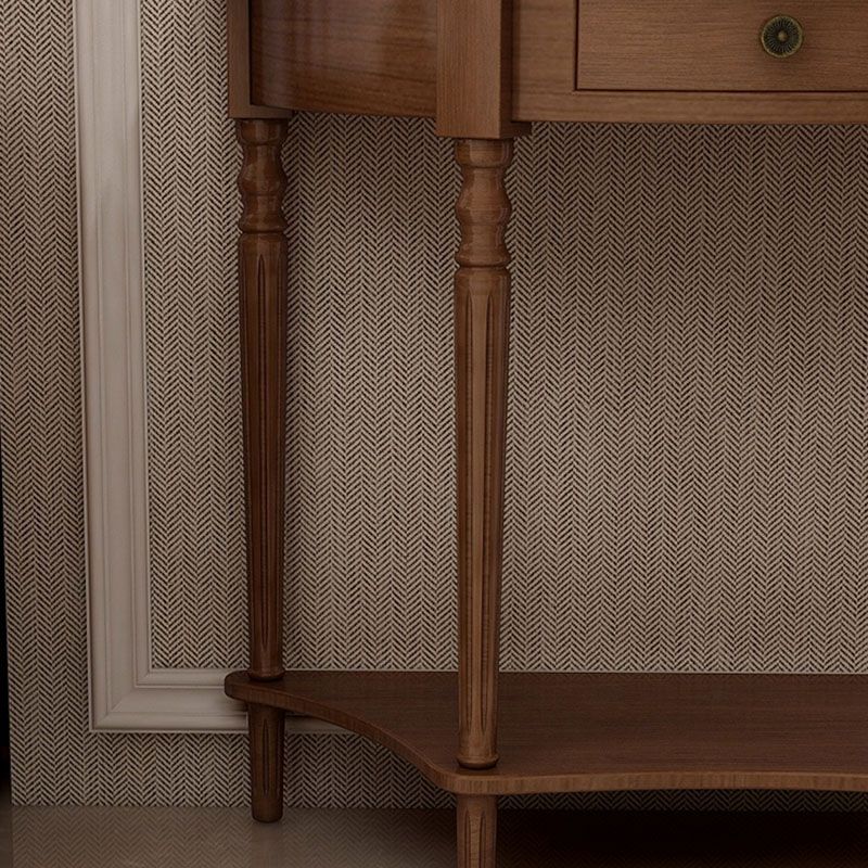 Mid Century Modern Accent Table Half Moon Wooden Console Table